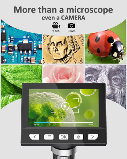 AOPICK Coin Microscope, 4.3 Inch Digital Microscope 1000X Coin Microscope for Error Coins with 8 Adjustable LED Lights, PC View Compatible with Windows & MacOS