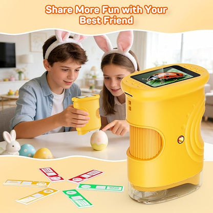 Mikroskop für Kinder, 1080P HD 2.0" Bildschirm Taschenmikroskop, Ashfly Handy Digital Microscope LED Lights -Anschluss an PC, Mini-Mikroskop draussen Geschenke für 4-12 Jährige Orange