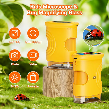 Ashfly 1000X Handheld Digital Microscope for Kids Educational Gift