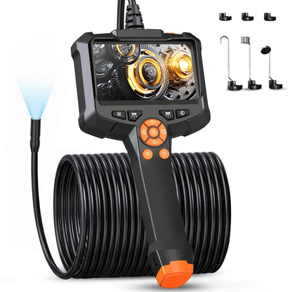 Endoskopkamera mit Licht 15m/50ft, Qimic Endoskop-Kamera Handy 8mm IP67 Inspektionskamera, 4.3" HD Rohrkamera mit 8 LEDs, wasserdichte Kanalkamera für Tools 15m